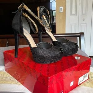 Guess Black and Gold Heels